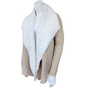 Faded Glory Faux Suede, Sherpa, & Ribbed Sweater Jacket (M)